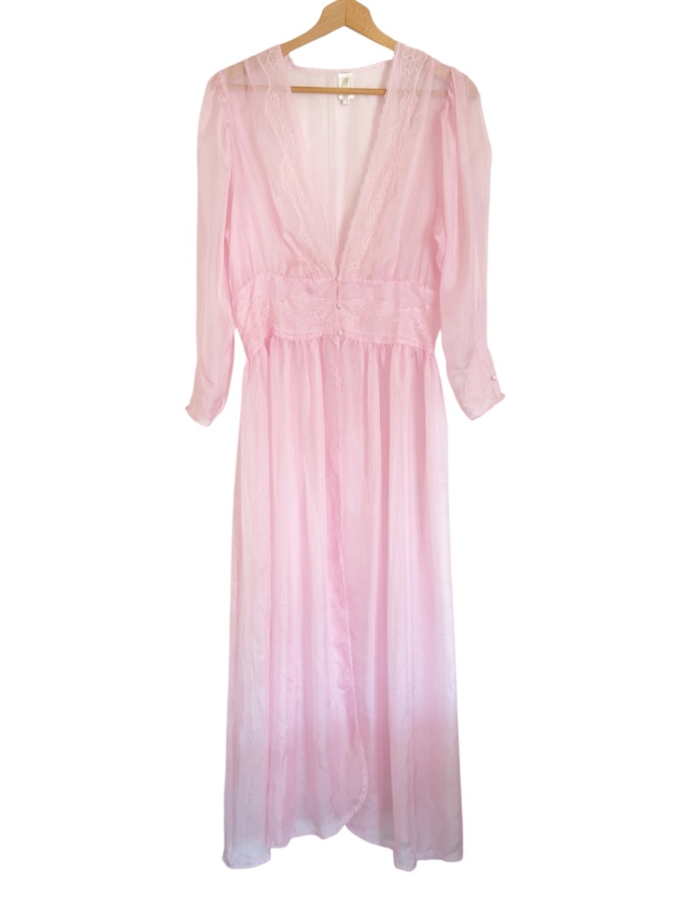 Secrets in Lace Pink Sheer Dainty Romantic Enchanting Long Robe size L
